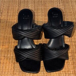 A New Day Black Textured Mules